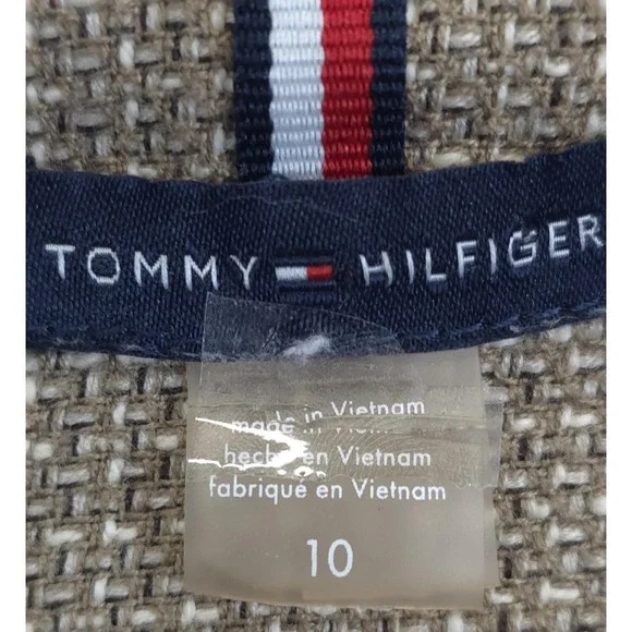Tommy Hilfiger Blazer Womens 10 Beige Textured Metallic Two Button Lined Jacket - Picture 9 of 14